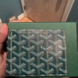 Goyard men bill fold green wallet money clip bi fold card holder